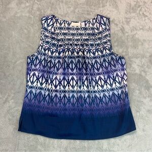 Chico's Womens Sleeveless Geometric Print Tank Top Blouse Size 3 Purple Blue